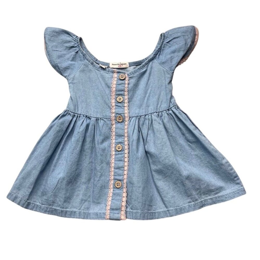 Nanette Lepore Chambray Lace Top Size 12 Months